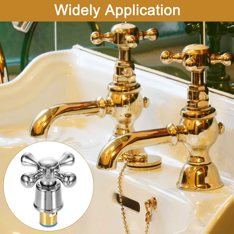 3Pcs Faucet Tap Handle, Faucet Knob, Alloy Cross Faucet Tap Replacement, Silver