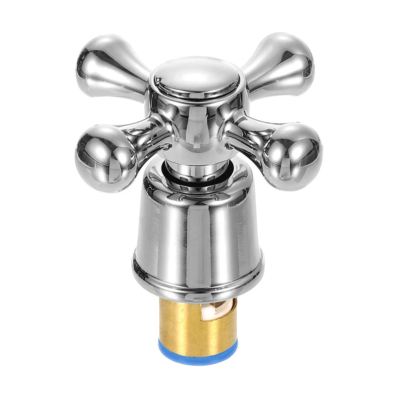 Faucet Tap Handle, Faucet Knob, Alloy Cross Faucet Tap Replacement, Silver