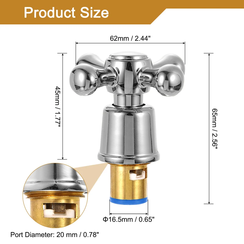 Faucet Tap Handle, Faucet Knob, Alloy Cross Faucet Tap Replacement, Silver