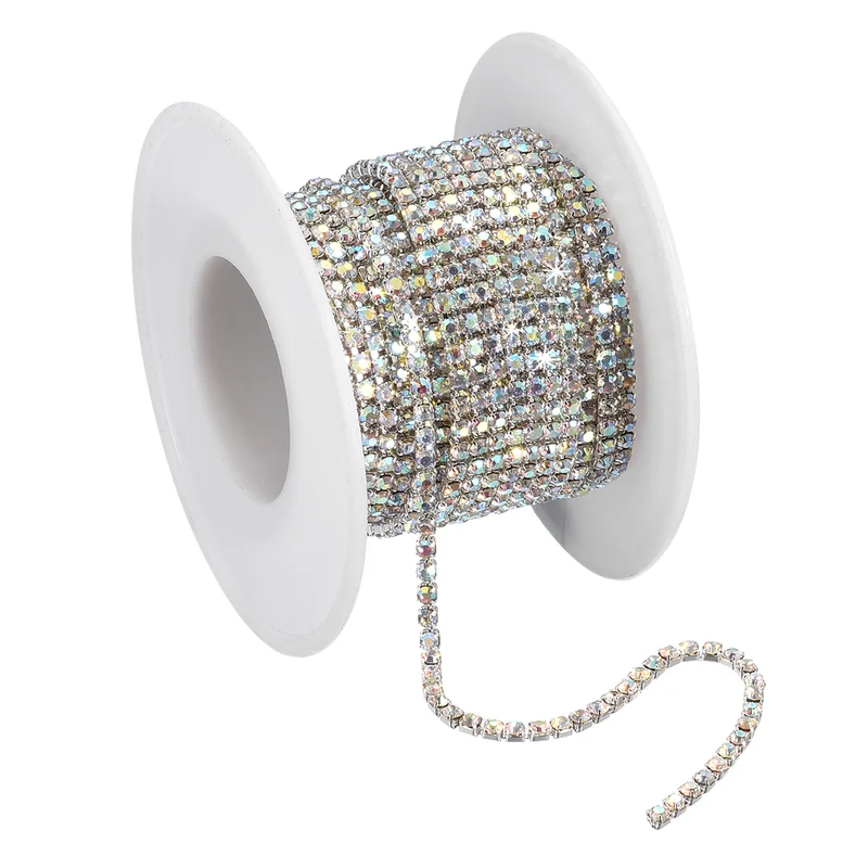 5.5 Yards Crystal Rhinestone Chain, 3mm Close Claw Chain Trim AB Color
