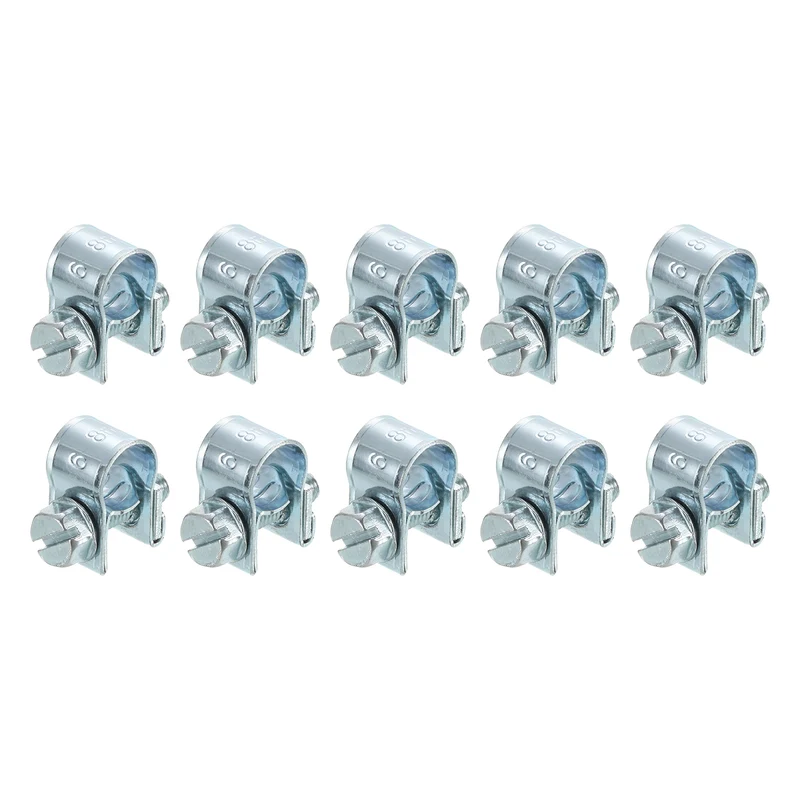 10Pcs Mini Fuel Line Pipe Hose Clamp Clip, Adjustable 6-8mm, Zinc Plated