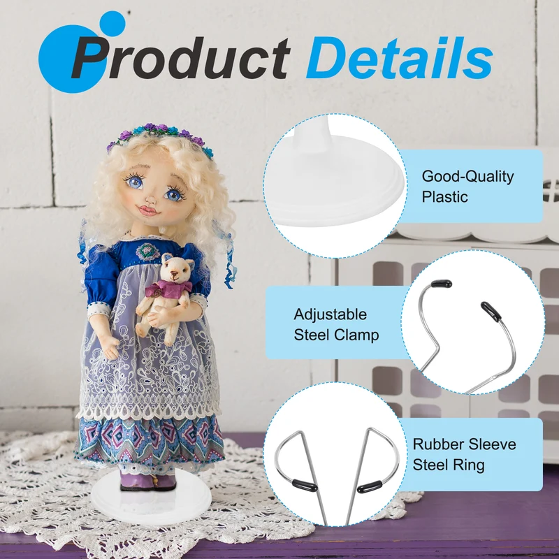 Fits Doll Adjustable Doll Stand Waist 1.2" - 2"(White, 2pcs)