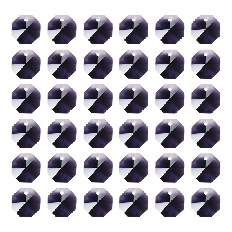 K9 Crystal Octagon Beads 1 Hole Pendants, 40 Pack 14mm, Dark Purple