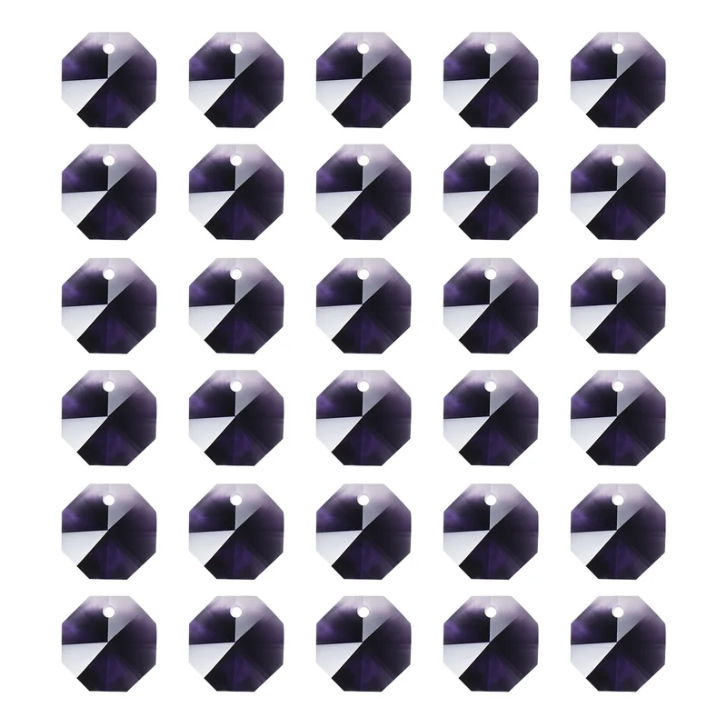 K9 Crystal Octagon Beads 1 Hole Pendants, 30 Pack 14mm, Dark Purple