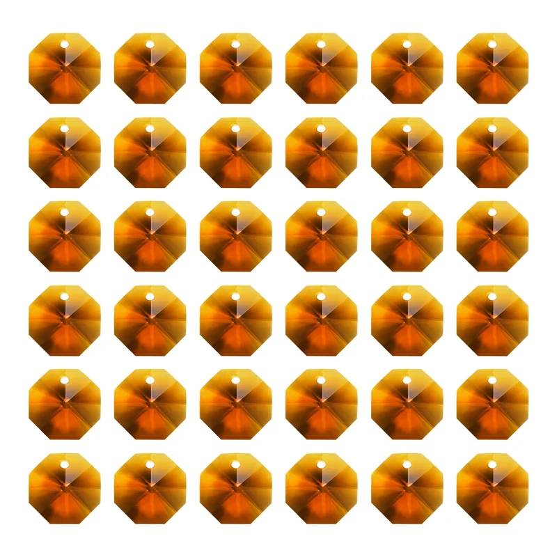 K9 Crystal Octagon Beads 1 Hole 40 Pack 14mm Chandelier Prisms Amber