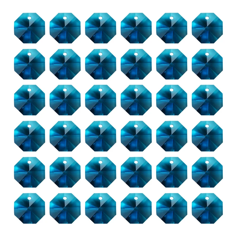 K9 Crystal Octagon Beads 1 Hole Pendants, 40 Pack 14mm, Sky Blue