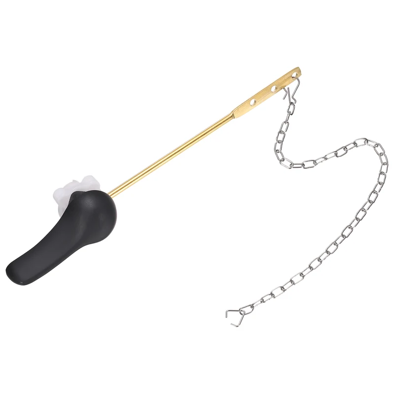 Front Mount Metal Toilet Flush Handle with Flapper Chain, Matte Black