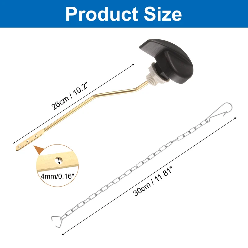 1 Pcs 1.7inch Toilet Flush Handle with Stainless Steel Chain, Dark Bronze