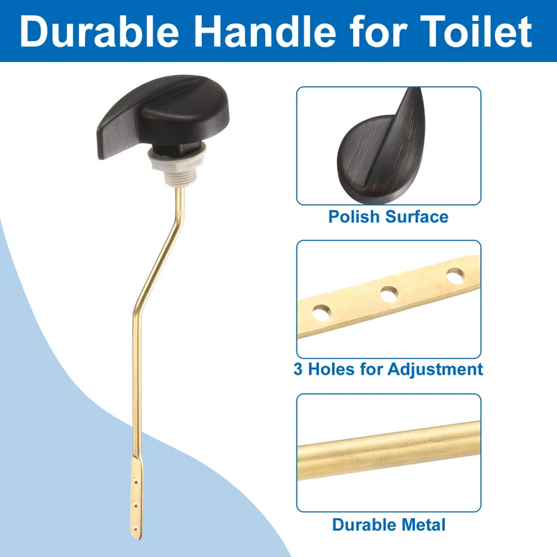 1 Pcs 1.7inch Toilet Flush Handle with Stainless Steel Chain, Dark Bronze