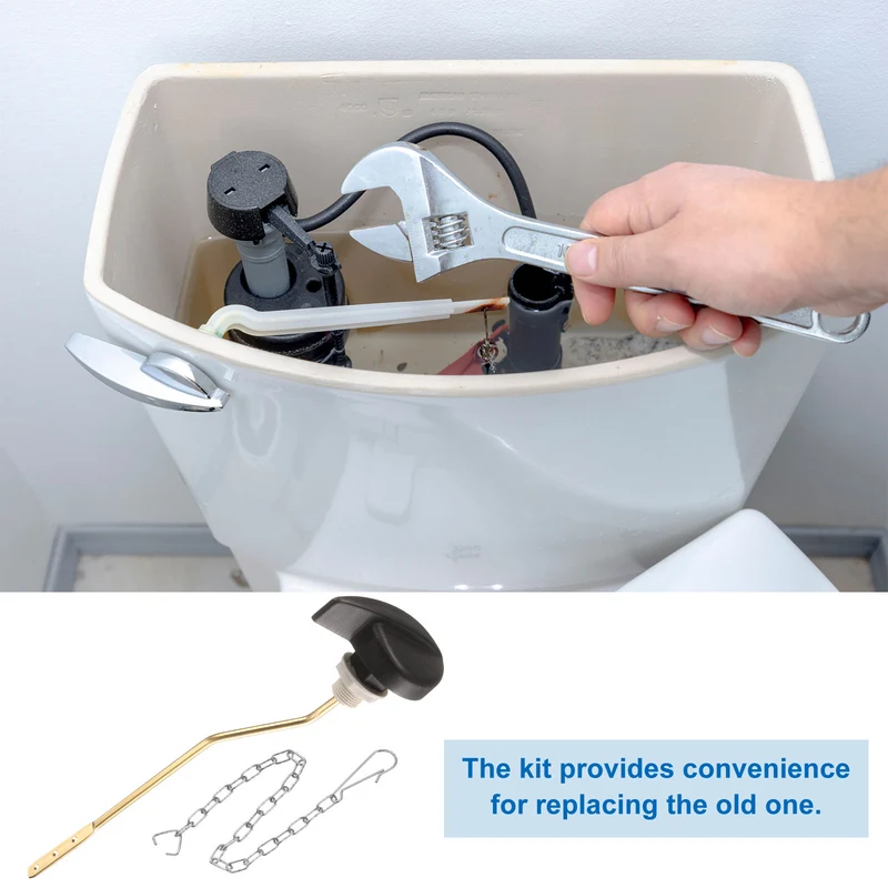 1 Pcs 1.7inch Toilet Flush Handle with Stainless Steel Chain, Dark Bronze