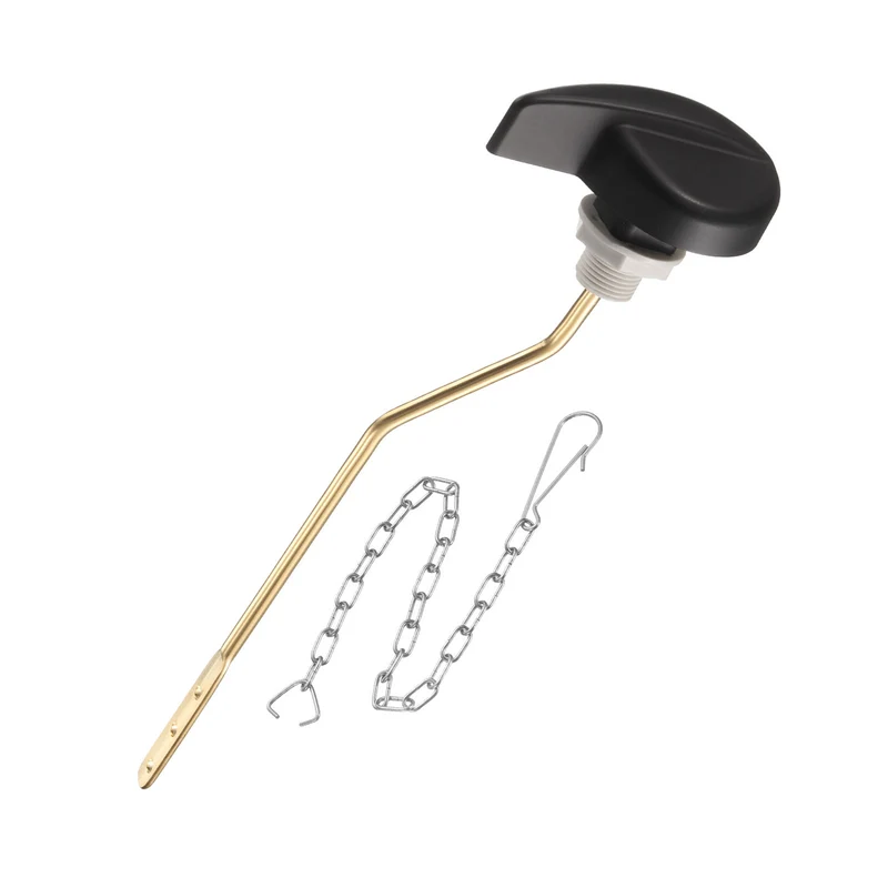 1 Pcs 1.7inch Toilet Flush Handle with Stainless Steel Chain, Black