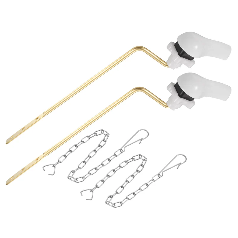 2 Pcs 1.2inch Toilet Flush Handle with Stainless Steel Chain, White