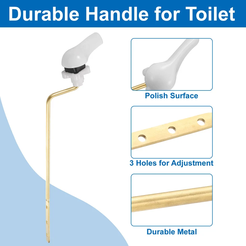 2 Pcs 1.2inch Toilet Flush Handle with Stainless Steel Chain, White