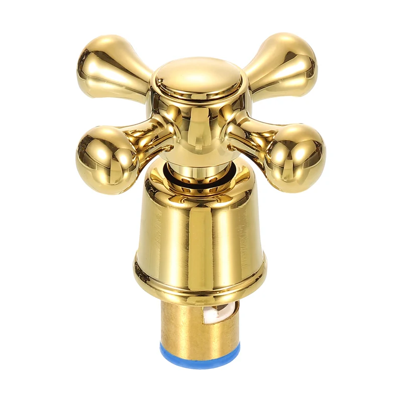 Faucet Tap Handle, Faucet Knob, Alloy Cross Faucet Tap Replacement, Gold