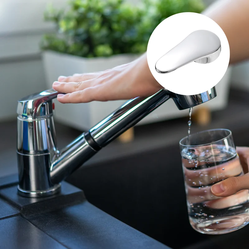 Faucet Lever Handle,4Pcs 40mm Zinc Alloy Basin Mixer Faucet Tap Single Lever Handle Replacement for Kitchen,Bathroom (Silver)