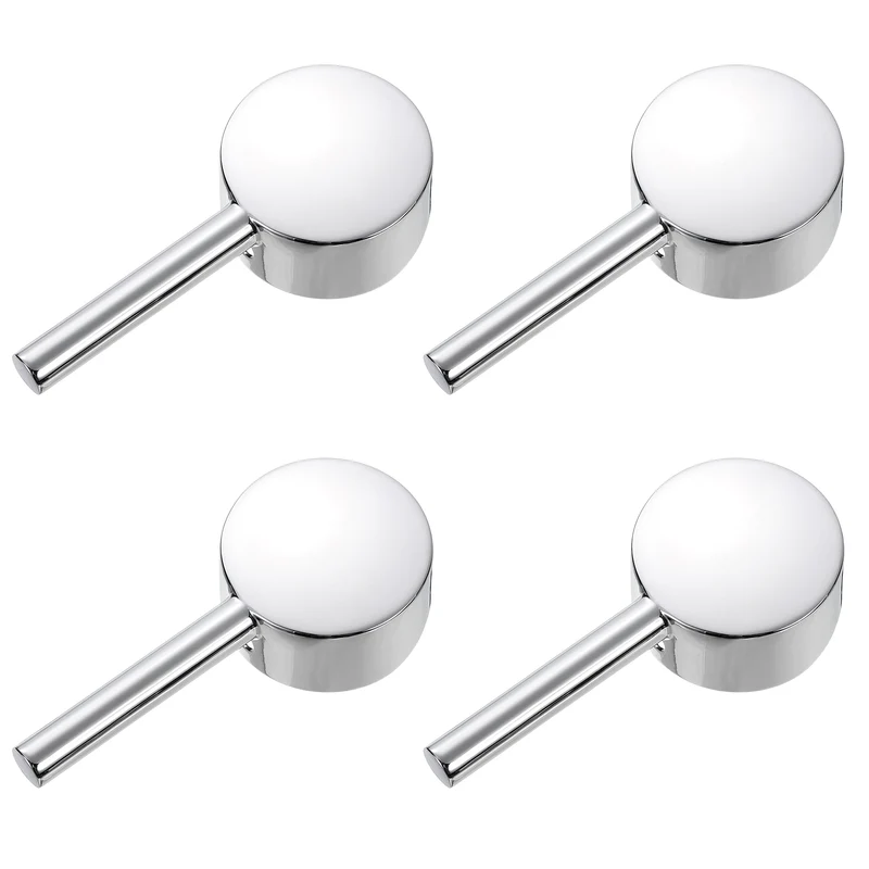 Faucet Lever Handle,4Pcs 40mm Zinc Alloy Basin Mixer Faucet Tap Single Lever Handle Replacement for Kitchen Bathroom (Silver)