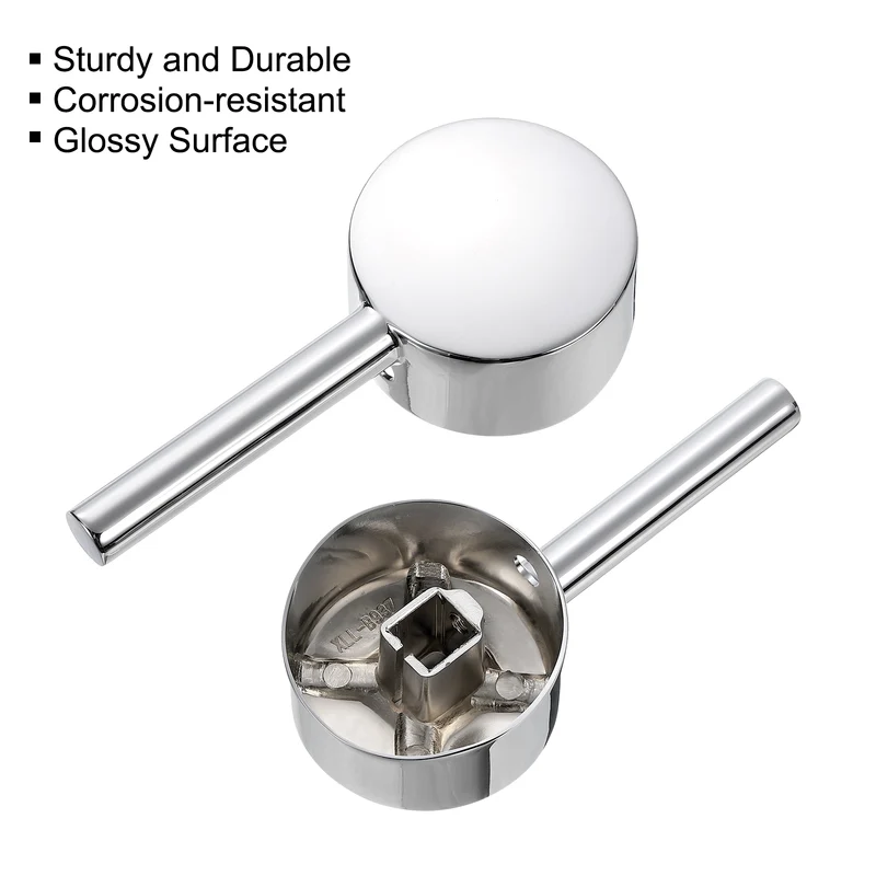 Faucet Lever Handle,4Pcs 40mm Zinc Alloy Basin Mixer Faucet Tap Single Lever Handle Replacement for Kitchen Bathroom (Silver)