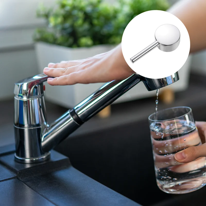 Faucet Lever Handle,4Pcs 40mm Zinc Alloy Basin Mixer Faucet Tap Single Lever Handle Replacement for Kitchen Bathroom (Silver)