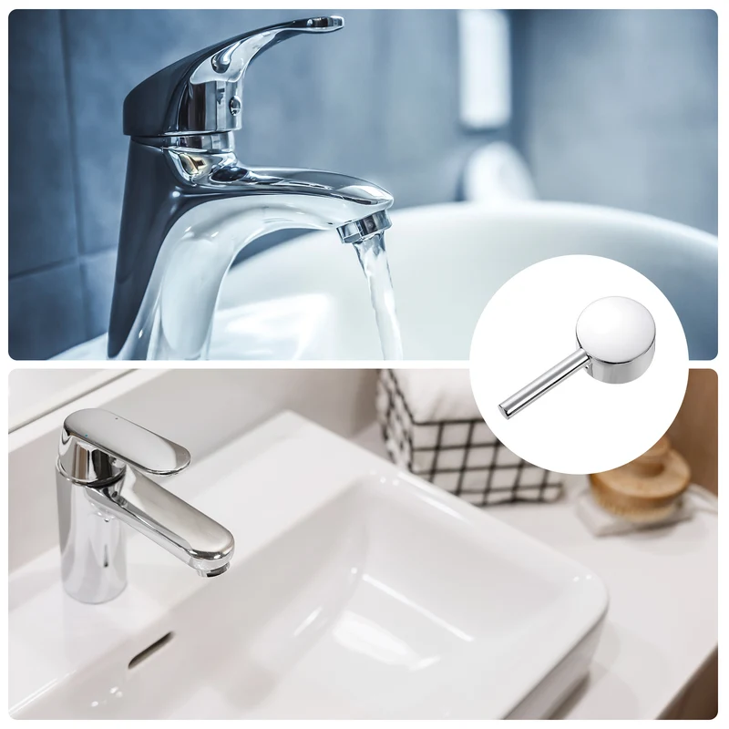 Faucet Lever Handle,4Pcs 40mm Zinc Alloy Basin Mixer Faucet Tap Single Lever Handle Replacement for Kitchen Bathroom (Silver)