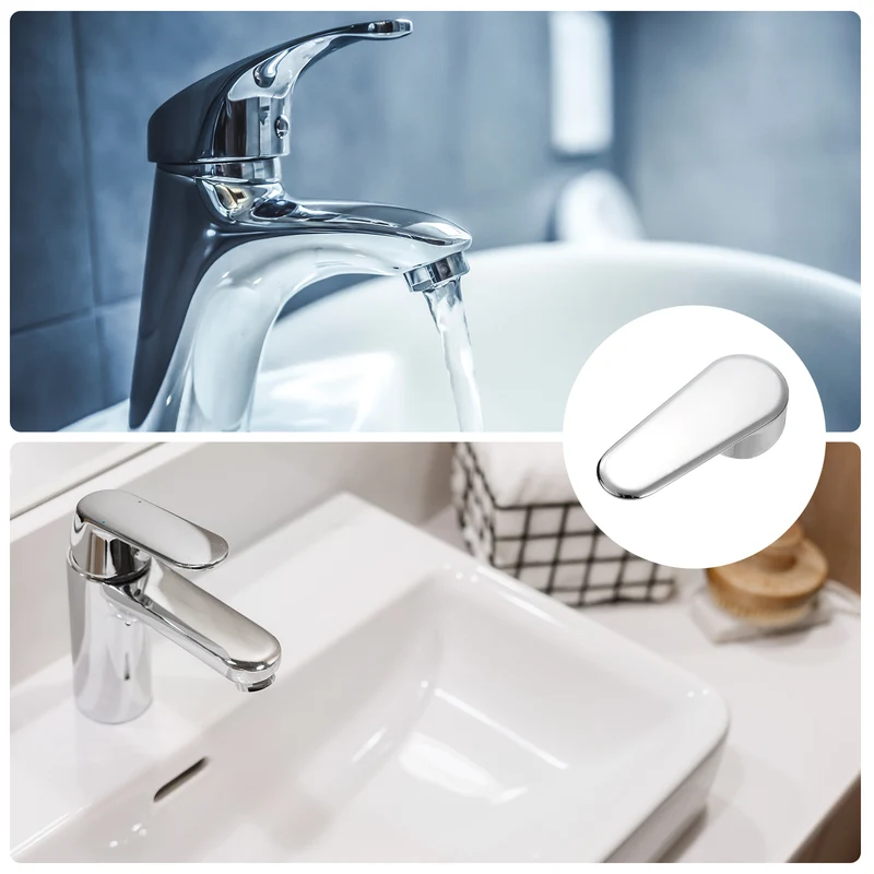 Faucet Lever Handle, 1Pcs 35mm Alloy Basin Mixer Faucet Tap Single Lever Handle Replacement for Kitchen Bathroom (Silver)