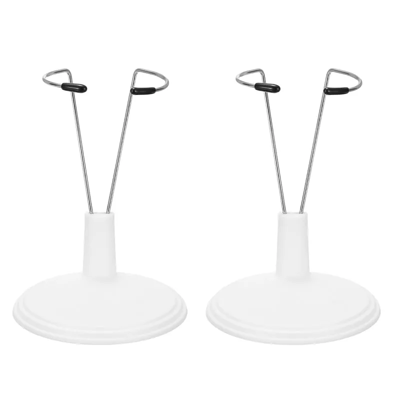 Fits 6 Inch Plush Doll Adjustable Doll Stand Waist 1"(White, 2pcs)