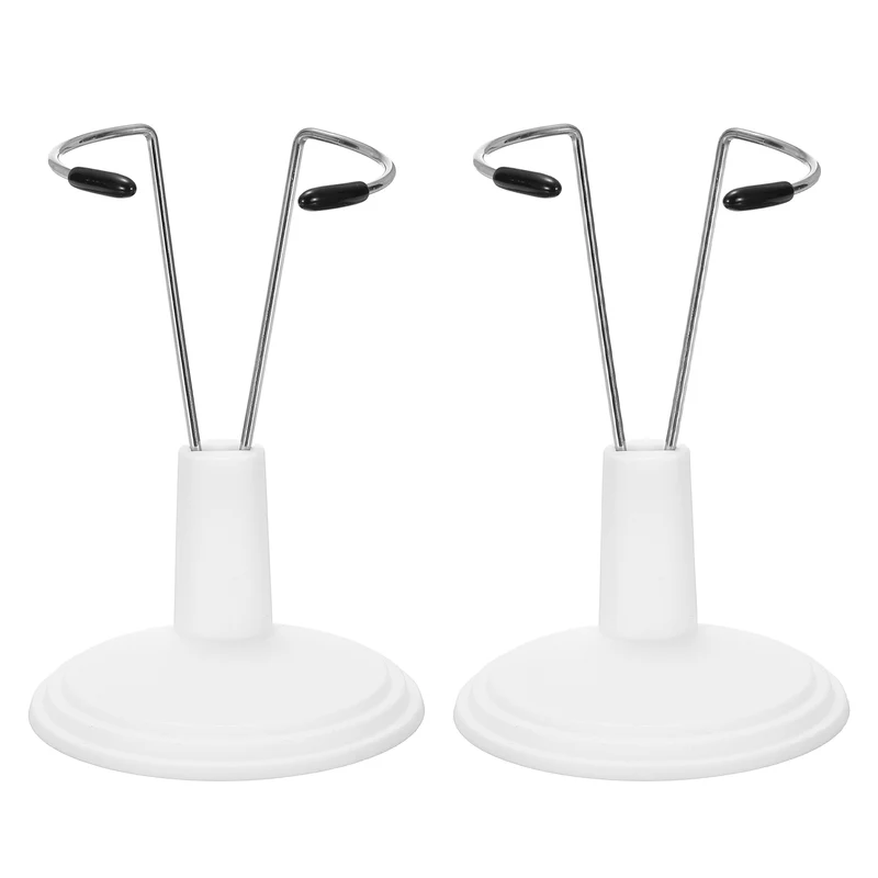 Fits 4 Inch Plush Doll Adjustable Doll Stand Waist 1"(White, 2pcs)