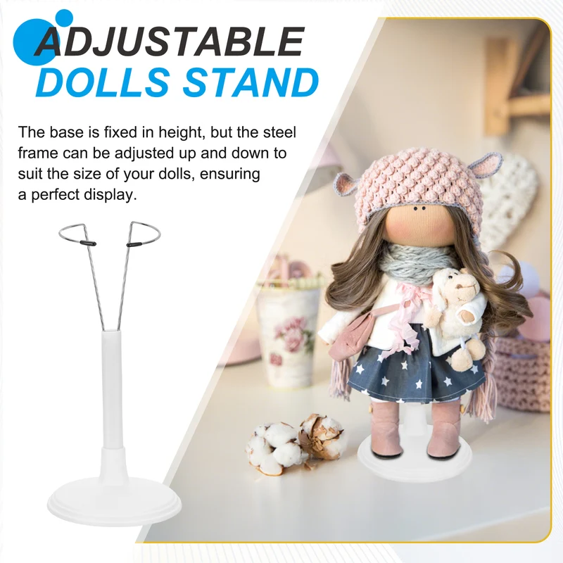 Fits 6 Inch Doll Adjustable Doll Stand Waist 0.8" - 1.6"(White, 2pcs)
