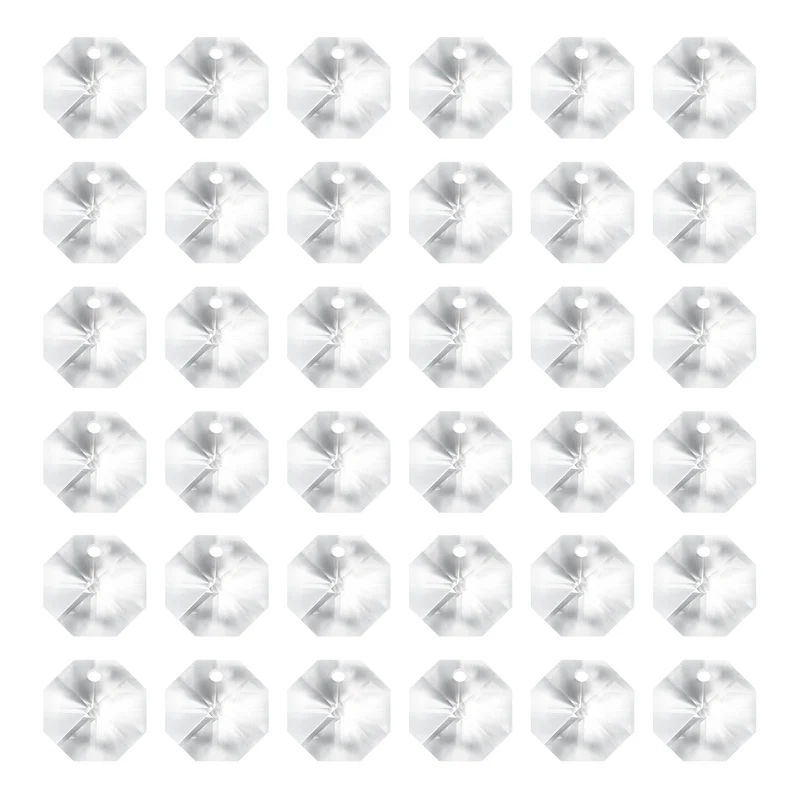 40Pack K9 Crystal Octagon Beads 1 Hole Pendants 14mm Clear