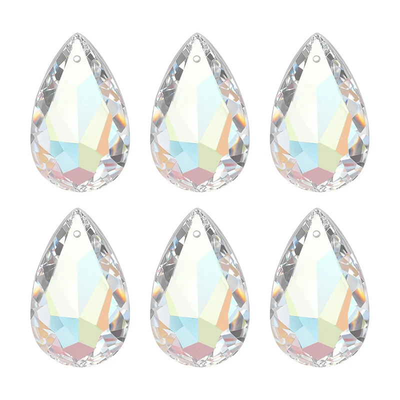 K9 Crystal Teardrop Pendants Oval Beads, 6 Pack 38mm, Electroplating Purple