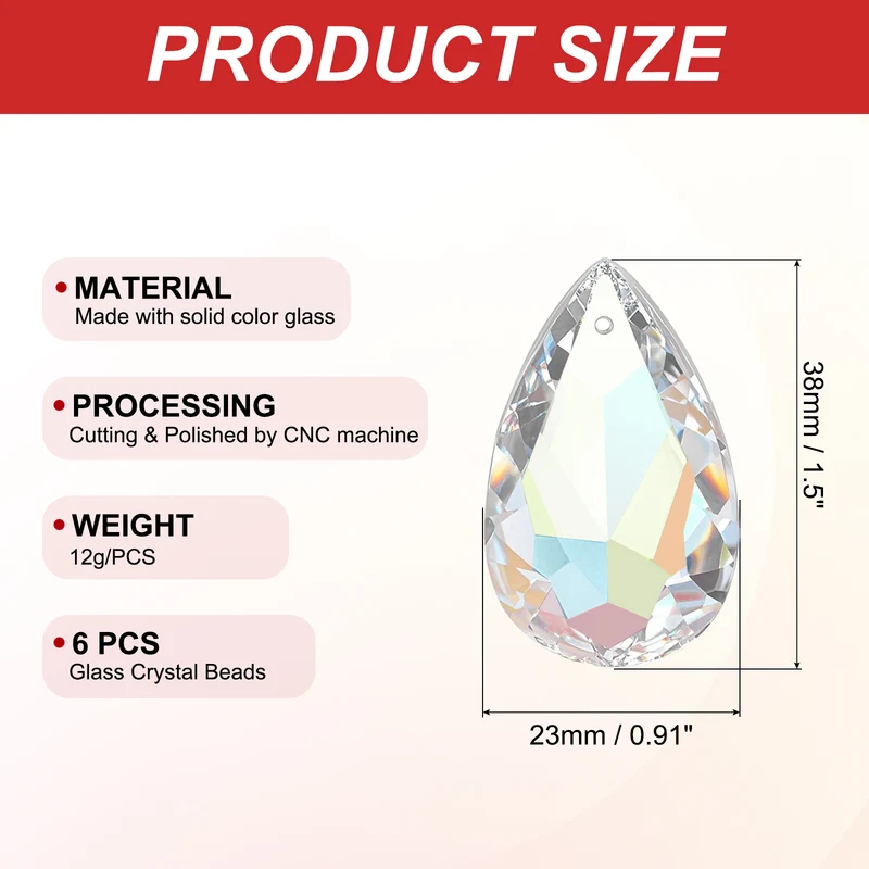 K9 Crystal Teardrop Pendants Oval Beads, 6 Pack 38mm, Electroplating Purple
