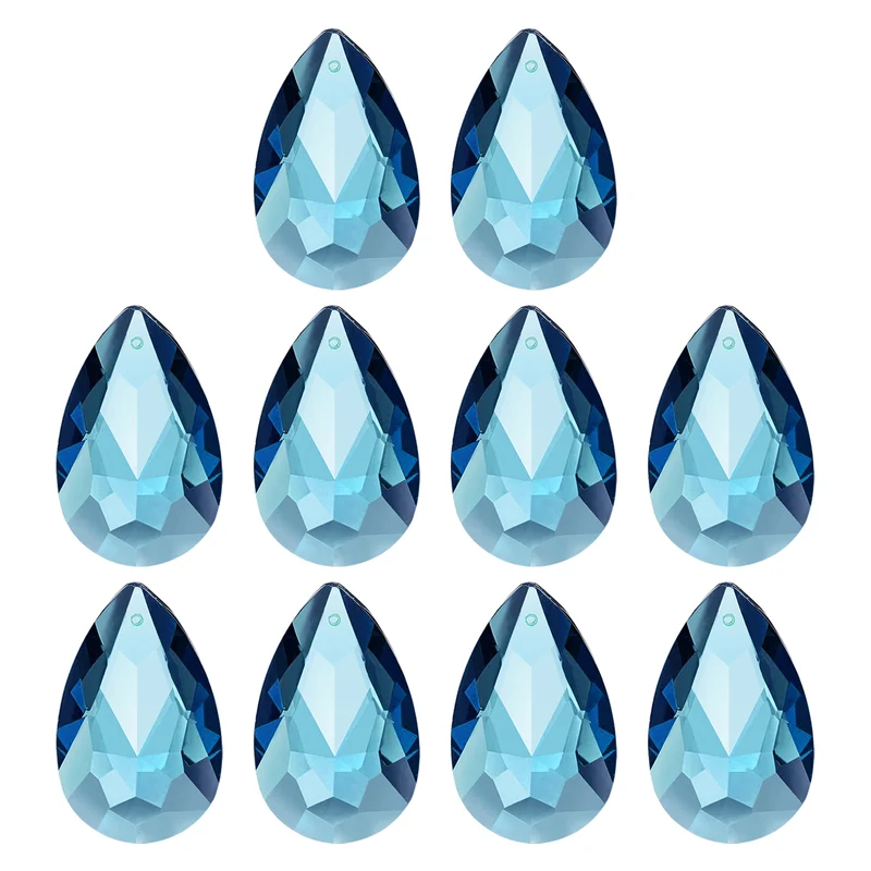 K9 Crystal Teardrop Pendants Oval Beads, 10 Pack 38mm, Sky Blue