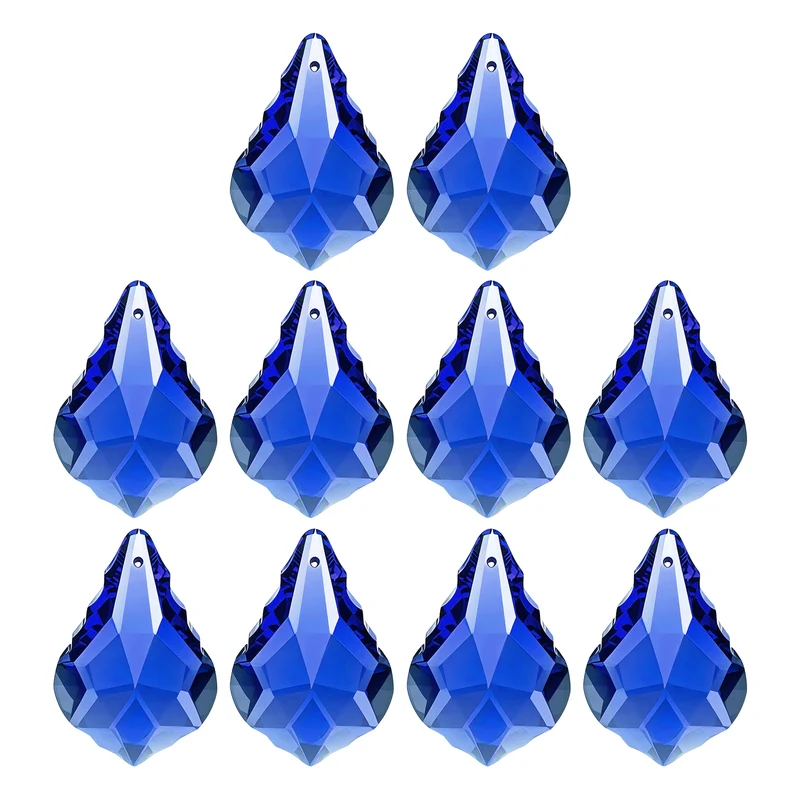 K9 Crystal Teardrop Beads, 10 Pack 38mm Chandelier Prisms Leaf Light Blue