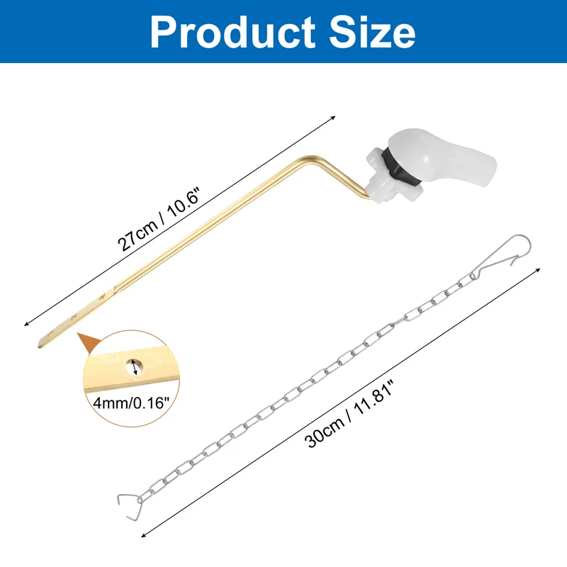 1 Pcs 1.2inch Toilet Flush Handle with Stainless Steel Chain, White