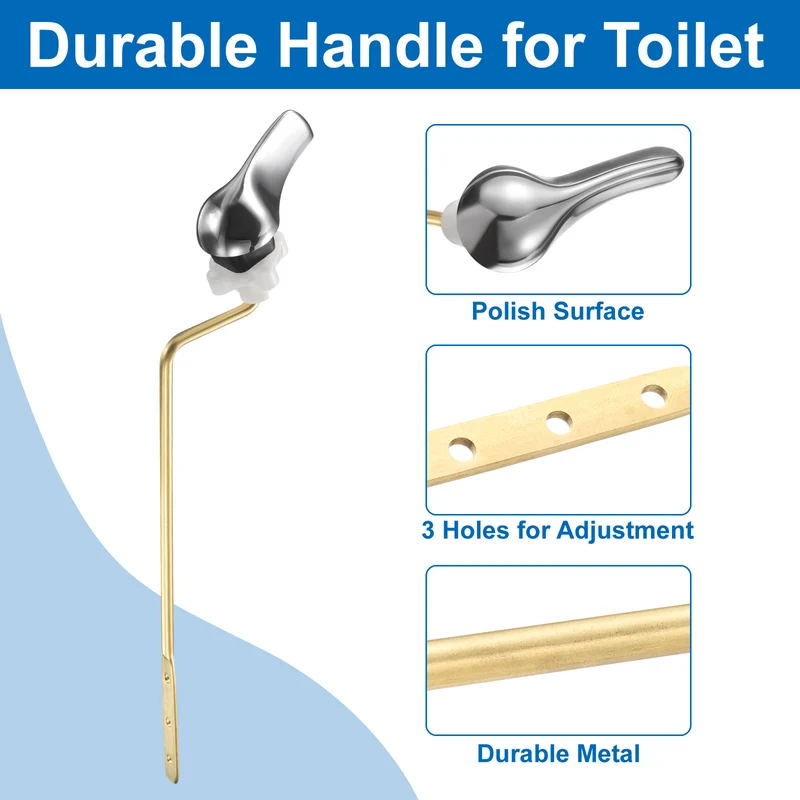 1 Pcs 1.2inch Toilet Flush Handle with Stainless Steel Chain, Silver