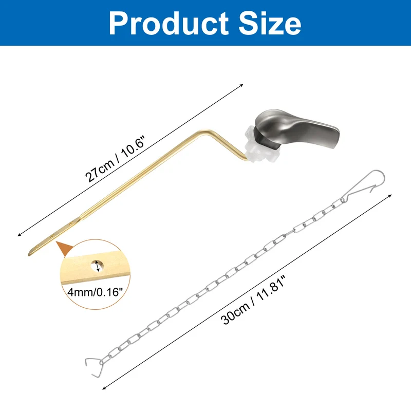 1 Pcs 1.2inch Toilet Flush Handle with Stainless Steel Chain, Brushed Nickel
