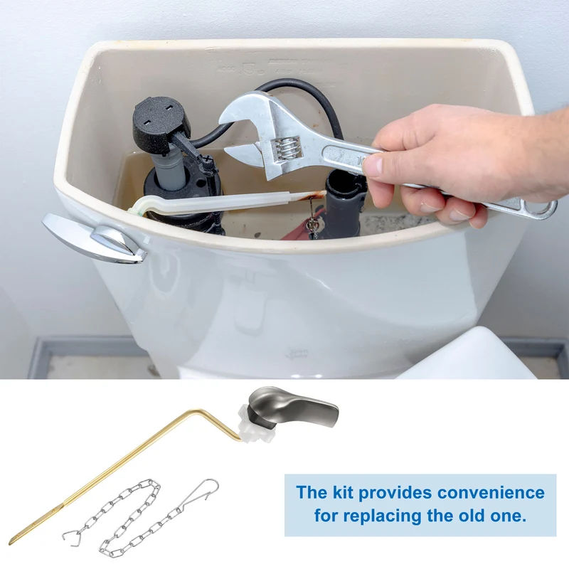 1 Pcs 1.2inch Toilet Flush Handle with Stainless Steel Chain, Brushed Nickel