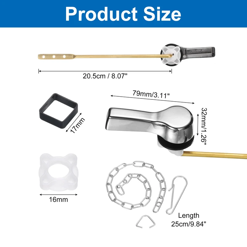 1 Set Toilet Handle Replacement Kit, 701 Silver