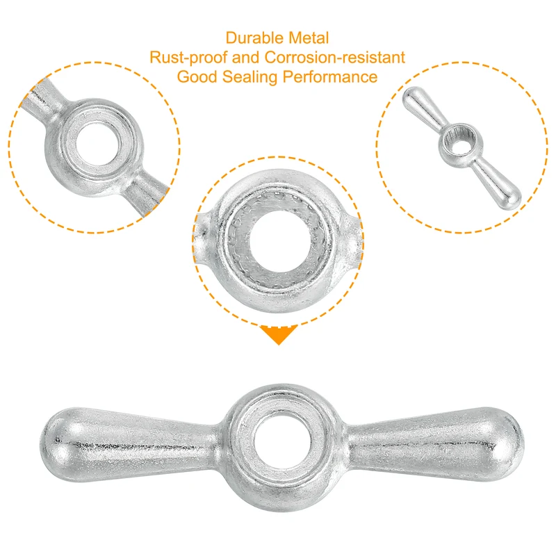 01-5095 Hose Bib Tee Handle,6Pcs Metal Outside Hose Bib Handle Replacement,16 Point Broach Outside Faucet Hose Sillcock Tee Handle (silver)