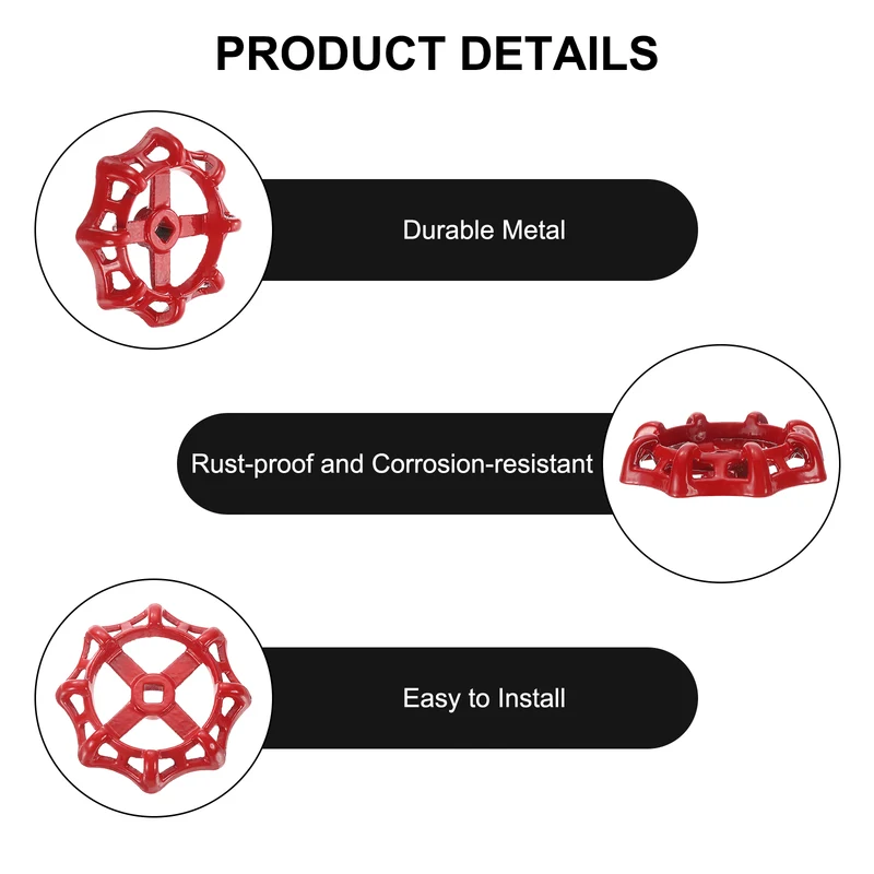 Outside Faucet Handles,2Pcs 10x10mm-Round Wheel Handle Water Spigot Handle Replacement for Garden, Courtyard, Bathroom(Red)