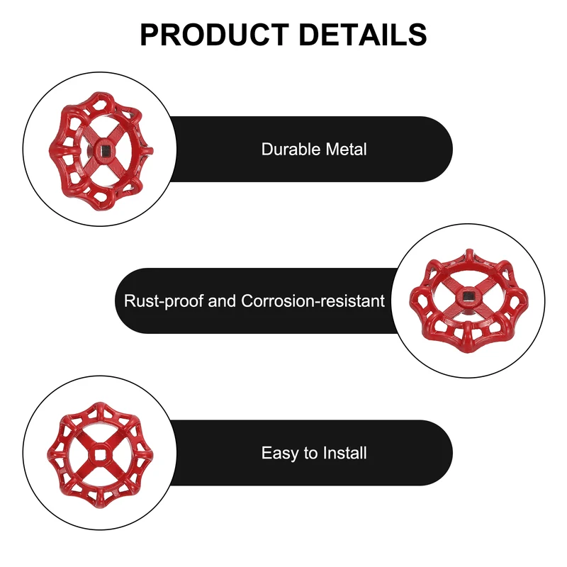 Outside Faucet Handles,2Pcs 9x9mm-Round Wheel Handle Water Spigot Handle Replacement for Garden, Courtyard, Bathroom(Red)