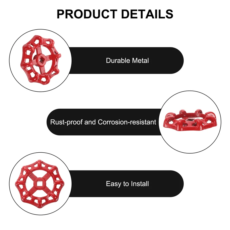Outside Faucet Handles,2Pcs 8x8mm-Round Wheel Handle Water Spigot Handle Replacement for Garden, Courtyard, Bathroom(Red)