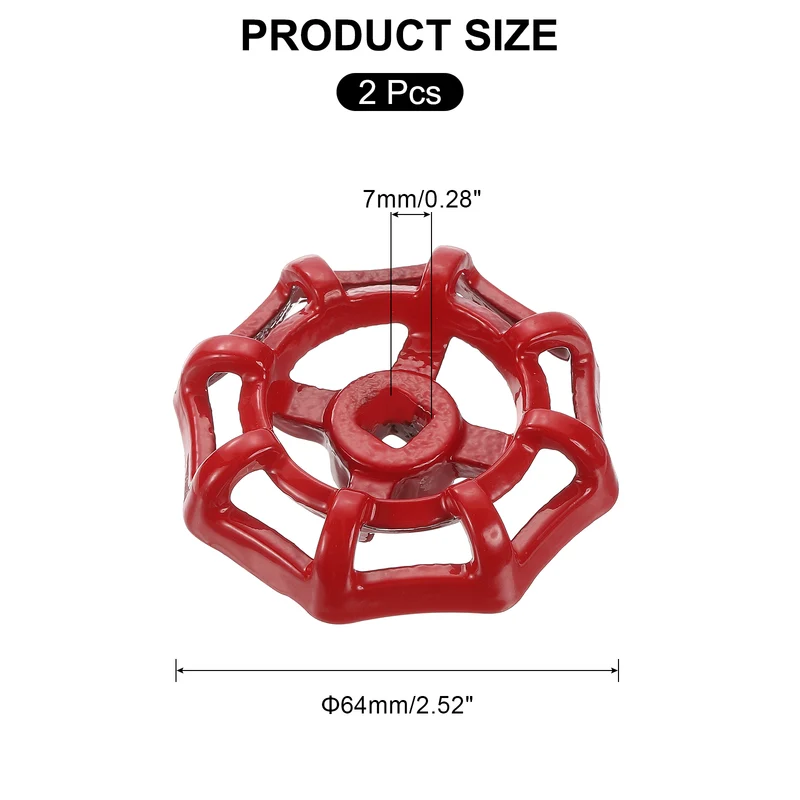 Outside Faucet Handles,2Pcs 7x7mm-Round Wheel Handle Water Spigot Handle(Red)