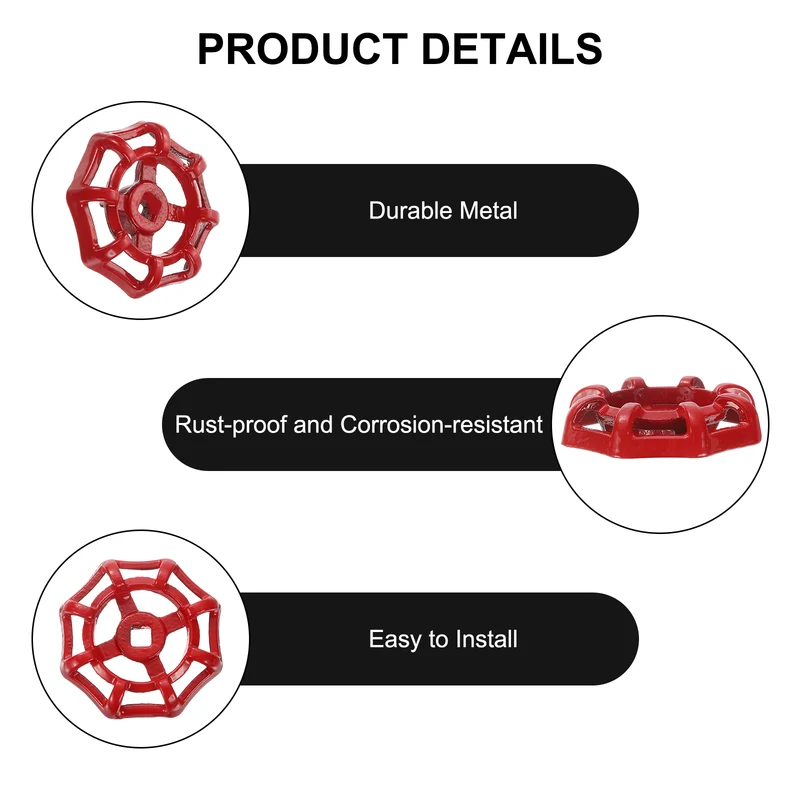 Outside Faucet Handles,2Pcs 7x7mm-Round Wheel Handle Water Spigot Handle(Red)