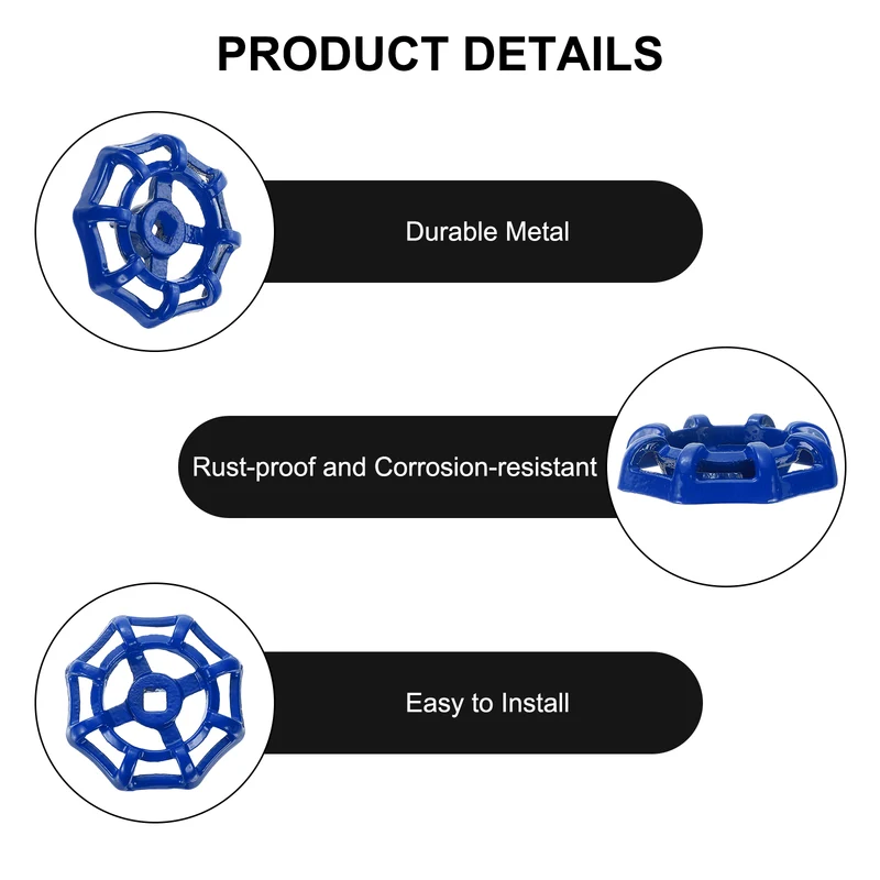 Outside Faucet Handles,2Pcs 7x7mm-Round Wheel Handle Water Spigot Handle Replacement for Garden, Courtyard, Bathroom(Blue)
