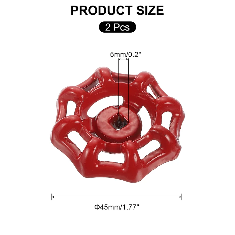 Outside Faucet Handles,2Pcs 5x5mm-Round Wheel Handle Water Spigot Handle Replacement for Garden, Courtyard, Bathroom(Red)