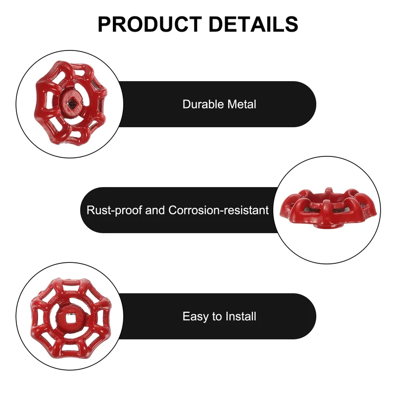 Outside Faucet Handles,2Pcs 5x5mm-Round Wheel Handle Water Spigot Handle Replacement for Garden, Courtyard, Bathroom(Red)