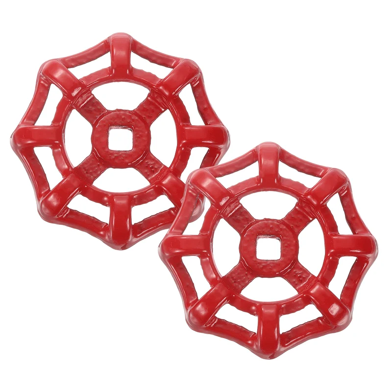 Outside Faucet Handles,2Pcs 6x6mm-Round Wheel Handle Water Spigot Handle Replacement for Garden, Courtyard, Bathroom(Red)