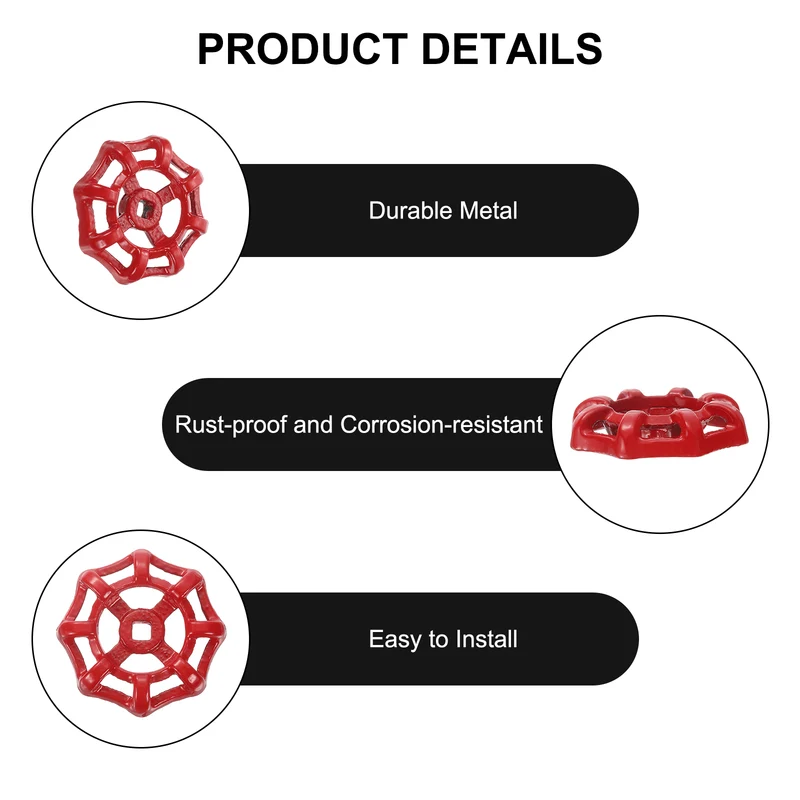 Outside Faucet Handles,2Pcs 6x6mm-Round Wheel Handle Water Spigot Handle Replacement for Garden, Courtyard, Bathroom(Red)