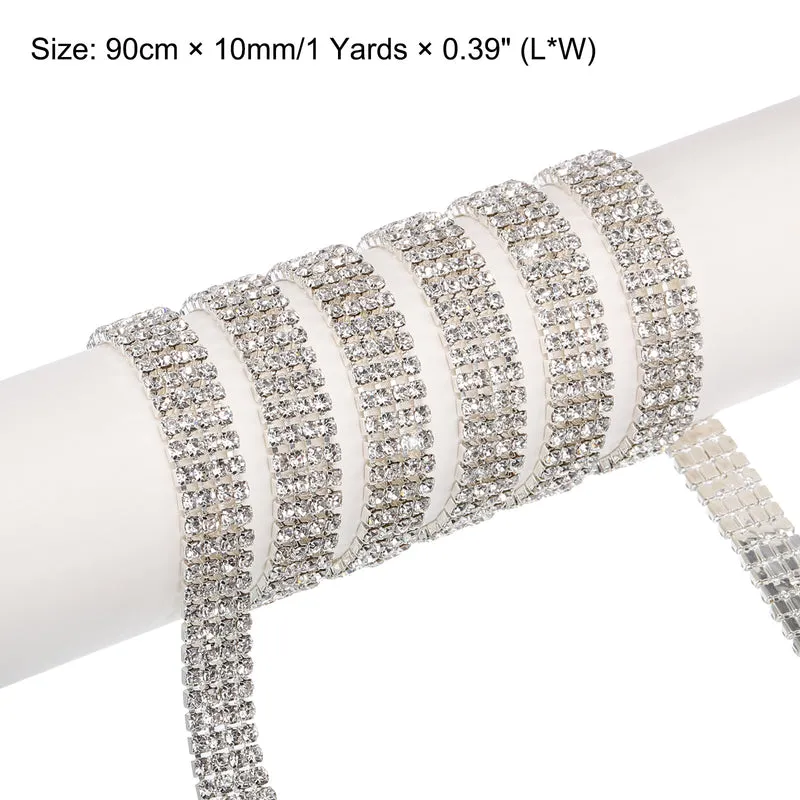1 Yard 25mm 4 Row Crystal Rhinestone Diamond Close Chain Trim Silver White