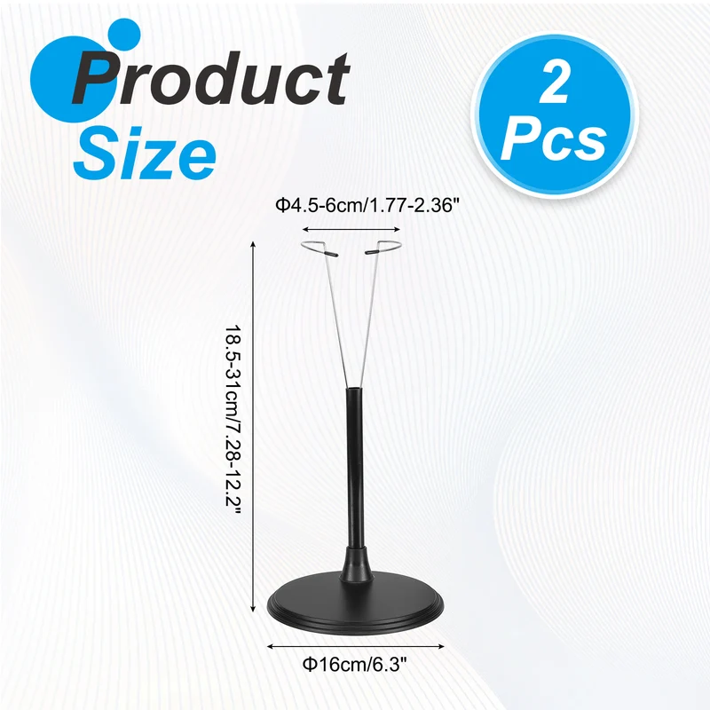 Fits 16 Inch Plush Doll Adjustable Stand Waist 1.8" - 2.4"(Black, 2pcs)